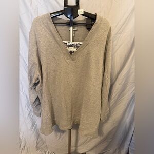 Catherines Gray V-Neck Sweatshirt with Silver Sequin Detail